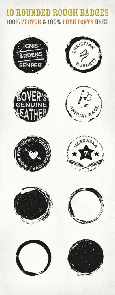 10 Rounded Rough Badges