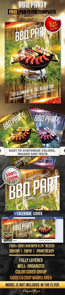BBQ party Flyer PSD Template
