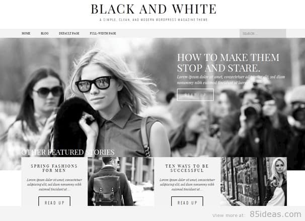 black white magazine theme