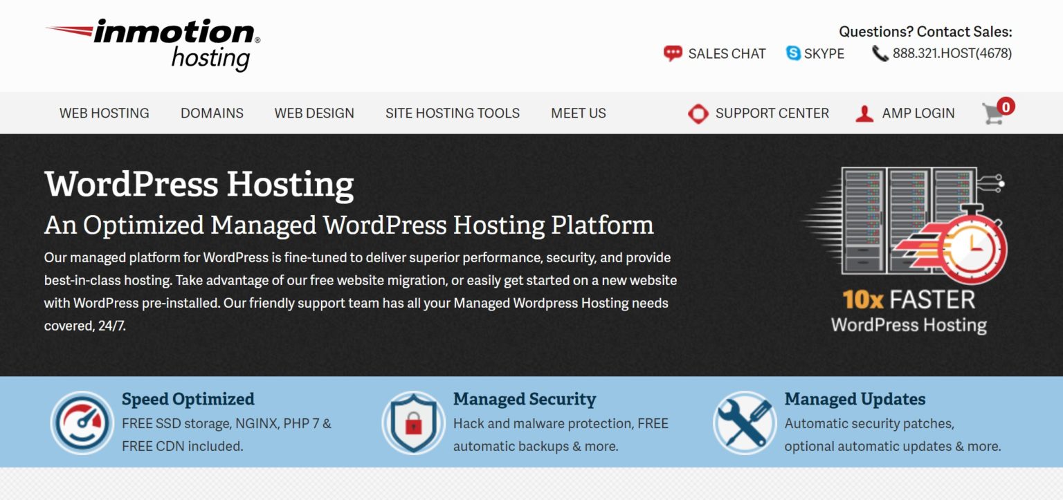 inmotion is a fast web hosting for WordPress service
