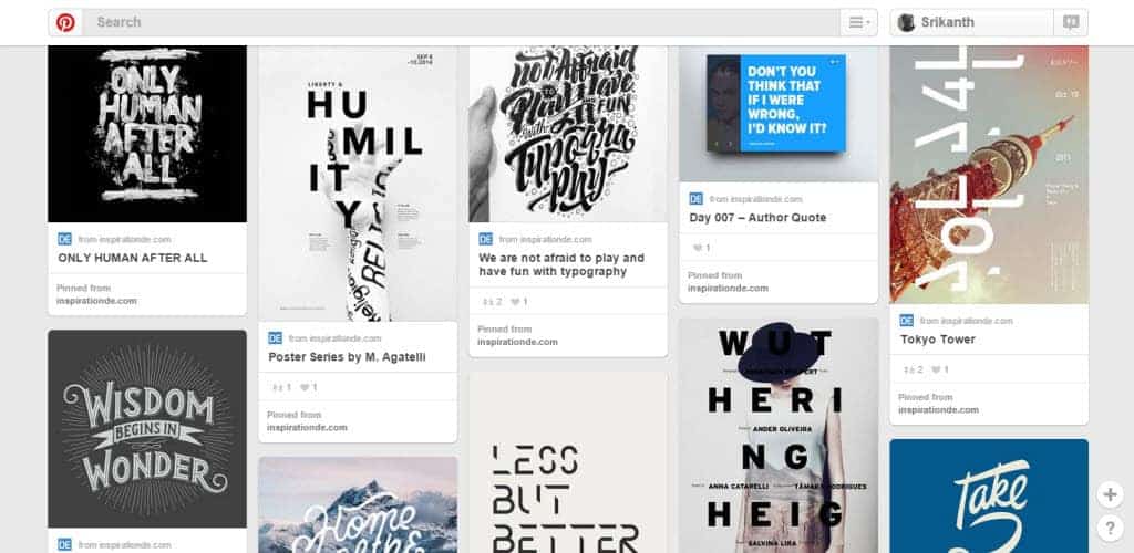 Inspiration DE Typography Pinterest Board