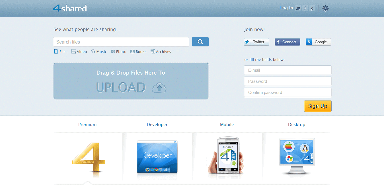 4shared free file sharing and storage