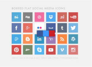 Boxxed Flat Social Media Icons