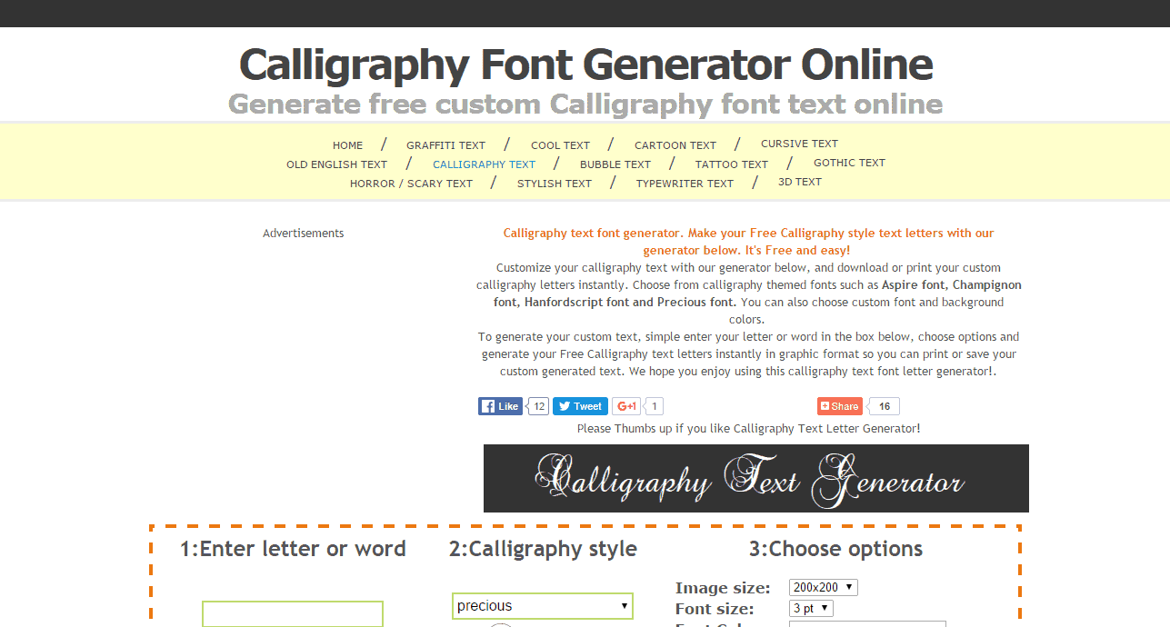 Calligraphy Font Generator Online