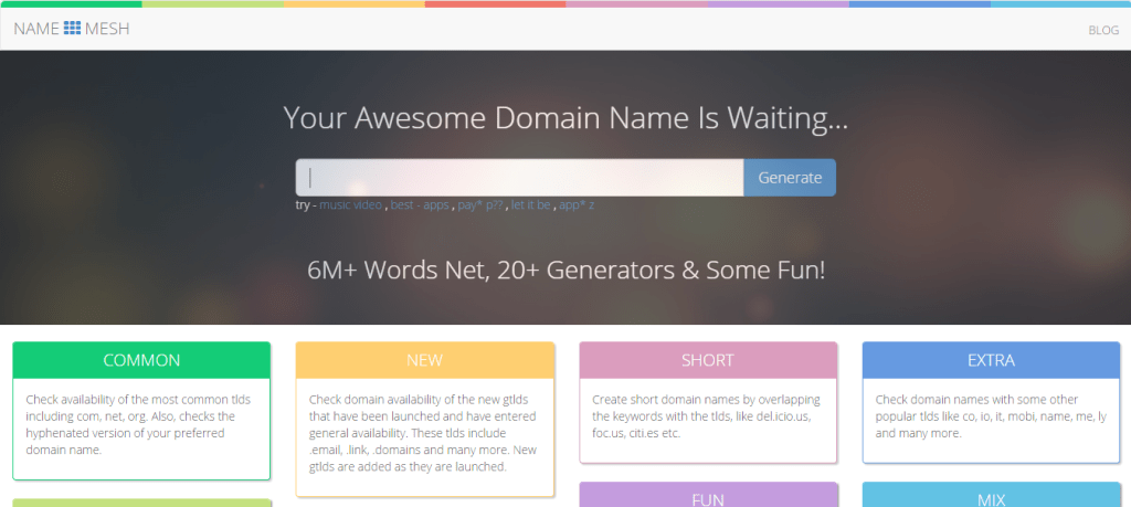 Domain Name Generator NameMesh