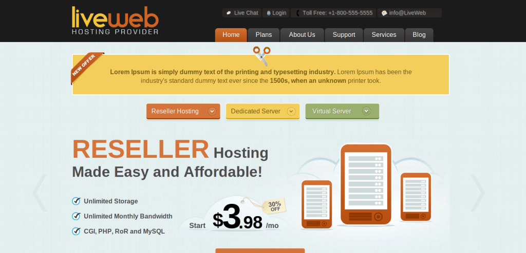liveweb hosting theme