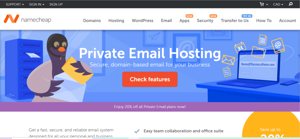 Namecheap email hosting