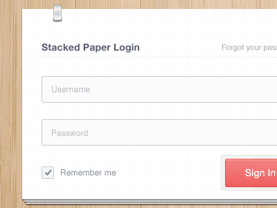 Stacked Paper Login form