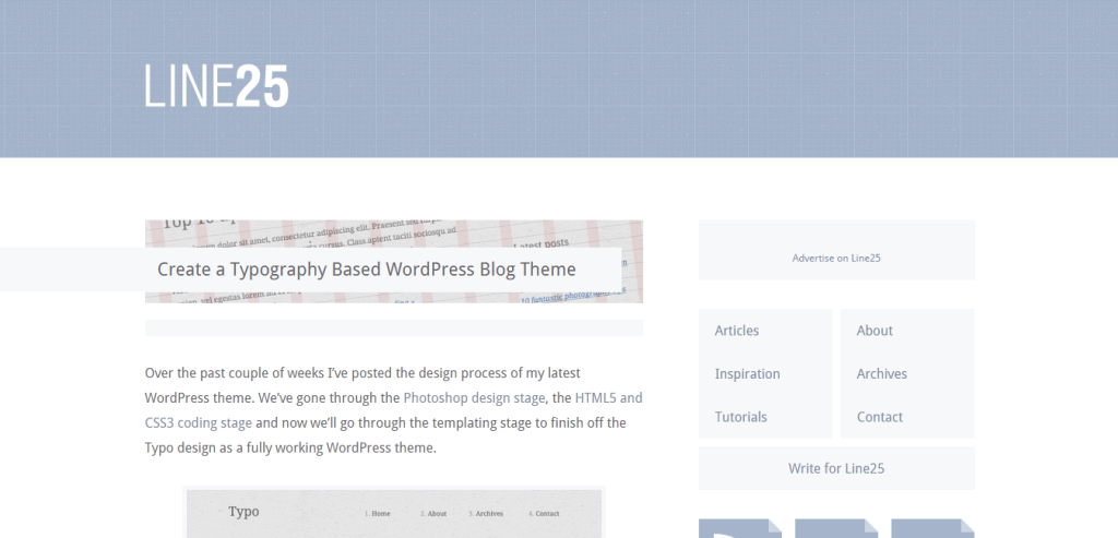 Typography Based WordPress Theme Line25