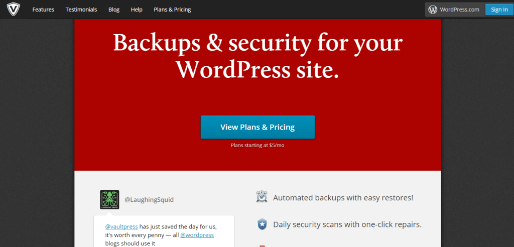 VaultPress Backup and Security