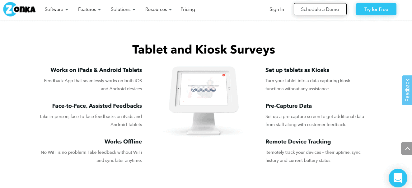 Zonka Feedback tablet and kiosk surveys option